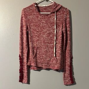 Aeropostale Marled Red Hoodie with Lace Detail Size Small